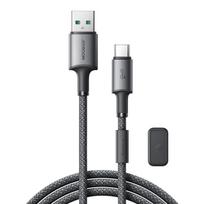 Kabelis Usb-a - Usb-c Su Magnetiniu Laikikliu Ir Organizatoriumi 1,2 M - Pilkas