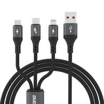 3in1 Kabelis 60w Usb-a - Microusb Usb-c Iphone Lightning 1,2 M - Juodas