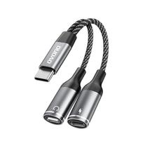 2in1 Adapterio Daliklis Usb-c Maitinimui Ir Ausinėms - Pilkas