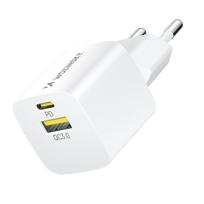 Gan Qc3.0 Usb-a Usb-c Pd 33w Tinklo įkroviklis, Baltas