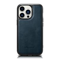 Tikra Oda Dengtas Dėklas Iphone 14 Pro Max Leather Oil Wax Tamsiai Mėlynas