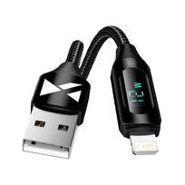 Kabelis "iphone" Usb-a - "lightning" Su Led Ekranu 2.4a 1 M Juodas