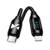 Kabelis "iphone" Usb-c - "lightning" Su Led Ekranu 36w 2 M Juodas