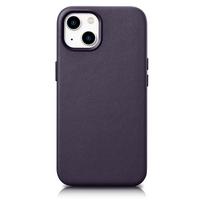 Odinis Dėklas Iphone 14 Plus Magsafe Case Leather Tamsiai Violetinės Spalvos