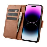 2in1 Odinis Dėklas Su Atlenkiamu Dangteliu Iphone 14 Pro Max Anti-rfid Piniginės Dėklas Rudas