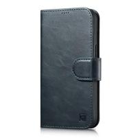 2in1 Odinis Dėklas Su Atlenkiamu Dangteliu Iphone 14 Pro Anti-rfid Oil Wax Wallet Case Blue