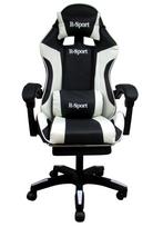žaidimų Fotelis K4 R-sport White & Black Su Kojų Atrama + Masažuoklis