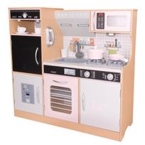 Medinė Virtuvėlė Vaikams Iluminuotas Led Lampas 87x30x83,5cm Medinis
