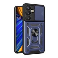 Hibridinė Armor Camshield su Laikikliu ir Kameros Dangteliu Samsung Galaxy S25 Edge - Mėlyna