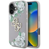 Guess Grained Roses Didelis 4G Logotipo iPhone 16 Dėklas - Violetinis
