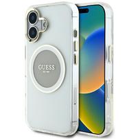 Guess IML Metal Colored Circle Classic Logo MagSafe dėklas iPhone 16 - pilkas