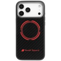 Audi RSQ Anglies Pluošto Sportinis Raudonas Žiedas MagSafe Dėklas iPhone 17 Pro Max - Juodas