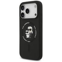 Karl Lagerfeld Silikoninis Karl&Choupette Žiedas MagSafe Dėklas iPhone 17 Pro - Juodas