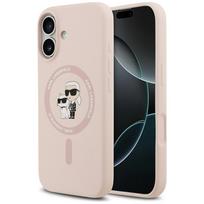 Karl Lagerfeld silikoninis Karl&Choupette žiedas MagSafe dėklas iPhone 17 - rožinis