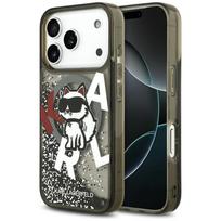 Karl Lagerfeld Skystas Blizgučių Choupette Logotipas MagSafe Dėklas iPhone 17 Pro - Juodas