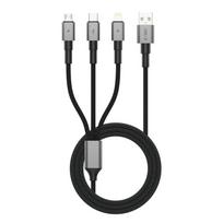 Tech-Protect UltraBoost DNA 3in1 USB-C / Micro-USB / Lightning kabelis 120 cm - pilkas