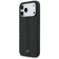 Mercedes odinė dėklas su laurų lapų juostelėmis MagSafe iPhone 17 Pro Max - juoda