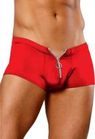 Male Power Male Power Nylon Spandex Mini Shorts with Front Zipper S/M Red