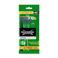 WILKINSON  SWORD EXTRA ESSENTIAL 3 SENSITIVE vienkartiniai vyrų skustuvai (4 + 2 vnt.)