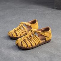 Fashion GKTINOO Hand Woven Hollow-out Breathable Versatile Flat Sandals 2025 Summer New Roman Style Women's Shoes 35 ruda