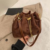 Faux Suede Shoulder Bag Simple Commuting Crossbody Bags Thread String Women's Handbags Sewing Sweet Bags for Women CLE 22x9x18cm kava