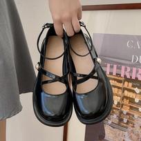 Retro Brown Mary Jane Shoes Women Thick Heels Ankle Buckle Lolita Shoes Woman Uniform Pu Leather Student Shoes Female 35 juoda