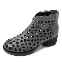 Madingi GKTINOO 2025 m. vasariniai ankle boots batai, natūralios odos batai moterims, su vidutiniu kulnu, sandalai, su užtrauktuku gale, išpjauti, kvėpuojantys, Mujer Zapatos 5
