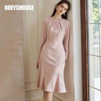 ROEYSHOUSE Elegantiška midi suknelė-žuvies uodega kasdienai L tamsiai pilka spalva