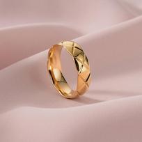 Titanium Steel Rhombus Ring Trendy Gold Index Finger Ring Non Fading Couple Jewelry No. 6 auksas