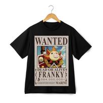 Franky One Piece Plakatas Su Ieškomu Asmeniu Marškinėliai - Anime Tūkstantis Saulėtos Piratų Laivo Marškinėliai L