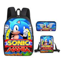Sonic pradinukas kuprinė trijų dalių rinkinys anime animacinis personažas kuprinė peties krepšys pieštukinė 54-NMAOV