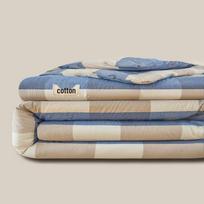 Muji All-Season Cotton Quilt 150cm x 200cm mėlynos languotos spalvos