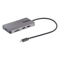 StarTech.com USB C Multiport Adapter, Dual HDMI Video, 4K 60Hz, 2Pt 5Gbps USB-A Hub, 100W Power Delivery Pass-Through/GbE/SD/MicroSD, 12/30cm Cable, Travel Dock, Laptop Docking Station