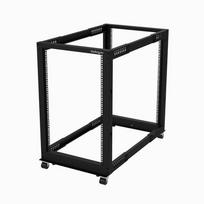 StarTech.com 4-Post 18U Mobile Open Frame Server Rack, Four Post 19 Network Rack with Wheels, Rolling Rack with Adjustable Depth for Computer/AV/Data/IT Equipment - Casters, Leveling Feet or Floor Mou