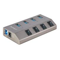 StarTech.com 4-Port Self-Powered USB-C Hub with Individual On/Off Switches, USB 3.0 5Gbps Expansion Hub with Power Supply, Desktop/Laptop USB-C to USB-A Hub, USB Type C Hub with BC 1.2