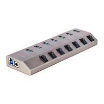 StarTech.com 7-Port Self-Powered USB-C Hub with Individual On/Off Switches, USB 3.0 (5Gbps) Expansion Hub with Power Supply, Desktop and Laptop USB-C to USB-A Splitter