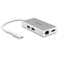 StarTech.com USB-C Multiport Adapter - USB-C Travel Docking Station with 4K HDMI - 60W Power Delivery Pass-Through, GbE, 2pt USB-A 3.0 Hub - Portable Mini USB Type-C Dock for Laptop - White