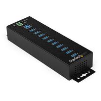 StarTech.com 10-Port USB 3.0 Hub with Power Adapter - Metal Industrial USB-A Hub with ESD  AND  350W Surge Protection - Din/Wall/Desk Mountable - High Speed USB 3.2 Gen 1 (5Gbps) Hub