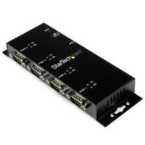StarTech.com 4-Port USB to DB9 RS232 Serial Adapter Hub – Industrial DIN Rail and Wall Mountable - TAA