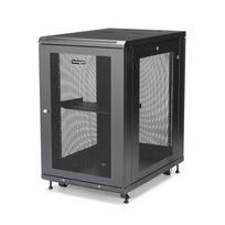 StarTech.com 4-Post 18U Server Rack Cabinet, Lockable 19 Data Rack Cabinet for Computer / AV / IT Equipment, Office / Home Network Rack with Casters  AND  Adjustable Mounting Rails