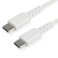 StarTech.com 1m USB C Charging Cable - Durable Fast Charge  AND  Sync USB 2.0 Type C to USB C Laptop Charger Cord - TPE Jacket Aramid Fiber M/M 60W White - Samsung S10 S20 iPad Pro MS Surface