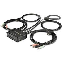 StarTech.com 2 Port HDMI KVM Switch - 4K 60Hz - Compact Dual Port UHD/Ultra HD USB Desktop KVM Switch with Integrated 4ft Cables  AND  Audio - Bus Powered  AND  Remote Switching - MacBook ThinkPad