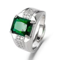 Emerald Zircon Men Ring Blue Sapphire Diamond Green Crystal Ring for Men No. 6