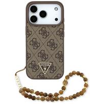 Guess 4G Dirželis su Triangulo Logotipu MagSafe dėklas iPhone 17 Pro - rudas