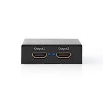 Nedis VSPL3472AT. Video Porttyp: HDMI, Teilnehmerausgang: 2x HDMI. Produktfarbe: Schwarz, Gehäusematerial: Metall, HD-Typ: 4K Ultra HD. AC Eingangsspannung: 5 V, Eingangsstrom: 1 A, Stromverbrauch (max.): 5 W. Breite: 60 mm, Tiefe: 70 mm, Höhe: 20 mm. Menge pro Packung: 1 Stück(e), Verpackungsart: Box (VSPL3472AT)