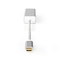 Nedis USB-Adapter USB 3.2 Gen 1 USB-C™ Stecker - RJ45 Buchse, 1Gbps, 0.20 m, Rund, Vergoldet, Geflochten / Nylon, Silber