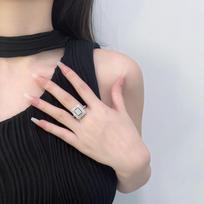 High-End Light Luxury Temperament Full Of Diamonds Micro-Inlaid Ring Women'S Zircon Square Ring Jewelry No. 6