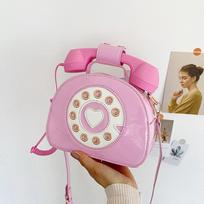 Women's Creative Shoulder Bag Telephone Shaped Crossbody Bag Retro PU Leather Designer Sweet Girl Phone Purses and Small Handbag KTY 21x9x16cm geltona