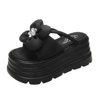 8CM platformos šlepetės sandalai moterims Bling deimantinė kaspinė storapadė šlepetė moterims Stambūs flip-flopai vasariniai atsitiktiniai paplūdimio šlepetės 34