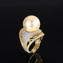 Inlaid Gold Bead Light Gold Ring, Women'S Ring Jewelry Accessories 16Mm